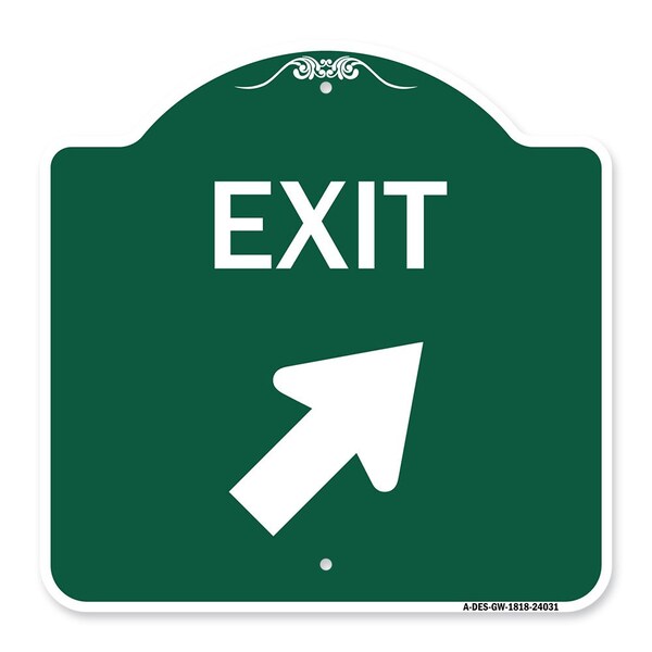 Designer Series Exit Exit W/ Right Arrow, Green & White Aluminum Sign, 18" H, 18" L, GW-1818-24031